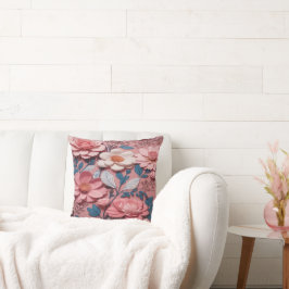 Ein Blumenmuster mit rosa Hintergrund Kissen