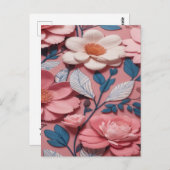 Ein Blumenmuster mit rosa Hintergrund Postkarte (Vorne/Hinten)