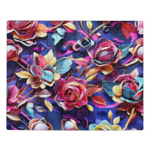 Ein Blumenpuzzle in lebhaften Farben.