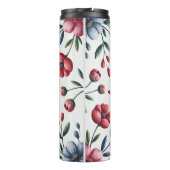 Ein Blumenrahmen in Rot und Blau Thermosbecher (Rückseite)