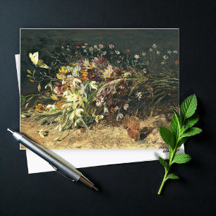 Ein Blumenstrauß aus Frühlingsblumen mit Schneeglö Postkarte