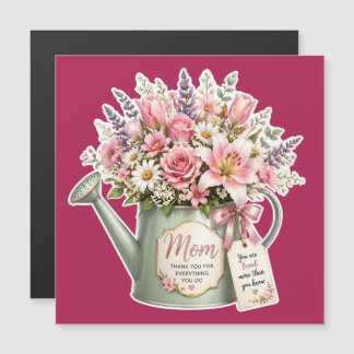 Ein Blumenstrauß in einer Gießkanne für Mama Magnetkarte