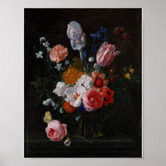 Ein Blumenstrauß in einer Kristallvase Poster