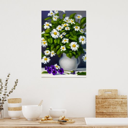 Ein Blumenstrauß in einer Vase Poster (Küche)