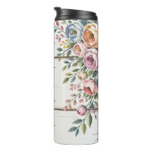 Ein Blumenzeichen mit Rose Thermosbecher (Nach rechts gedreht)