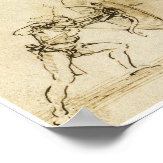 Ein Bogenschütze mit Schild, Leonardo da Vinci Poster (Ecke)