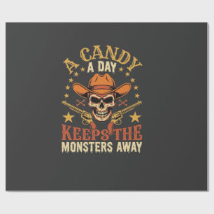 Ein Bonbon am Tag hält die Monster fern Halloween Geschenkpapier
