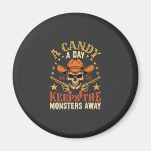 Ein Bonbon am Tag hält die Monster fern Halloween Magnet