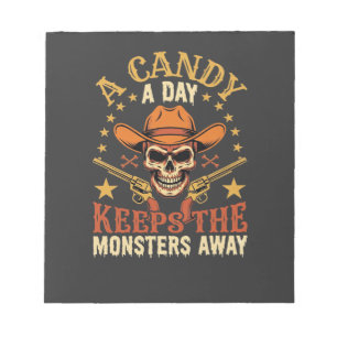 Ein Bonbon am Tag hält die Monster fern Halloween  Notizblock