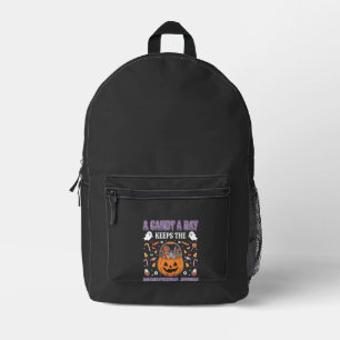 Ein Bonbon pro Tag Halloween T-Shirt Design Bedruckter Rucksack