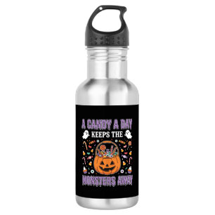 Ein Bonbon pro Tag Halloween T-Shirt Design Edelstahlflasche