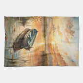 Ein Boot am See Geschirrtuch (Horizontal)