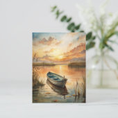 Ein Boot am See Postkarte (Stehend Vorderseite)