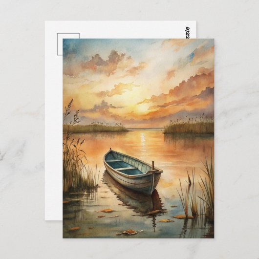 Ein Boot am See Postkarte (Vorne/Hinten)