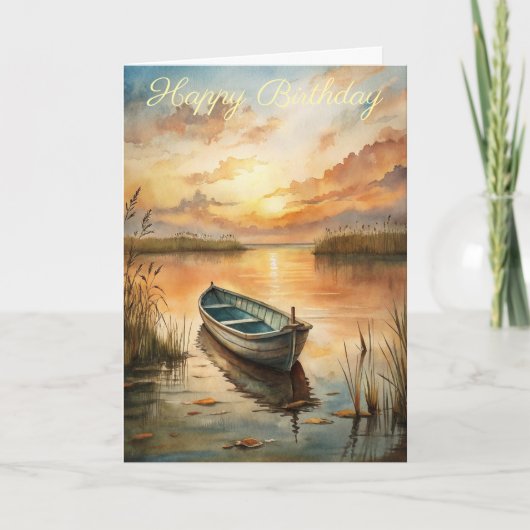 Ein Boot auf der Lake Birthday Card Karte (Vorderseite)