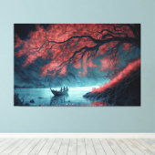 Ein Boot auf einem Gewässer Leinwanddruck (Insitu (Holzboden))