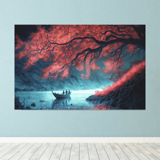 Ein Boot auf einem Gewässer Leinwanddruck (Insitu (Holzboden))