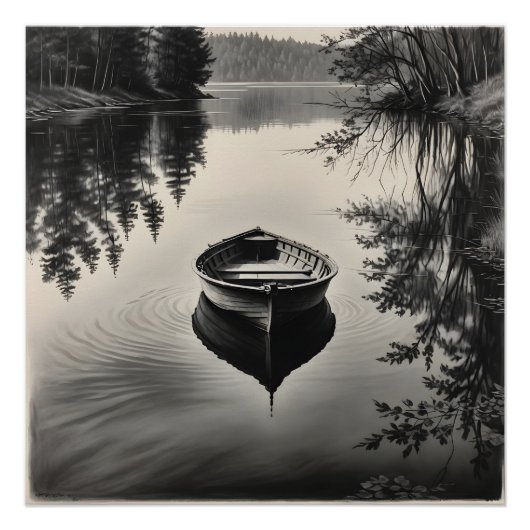 Ein Boot im Fluss Poster (Vorderseite)