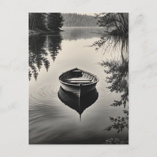 Ein Boot im Fluss Postkarte (Vorderseite)