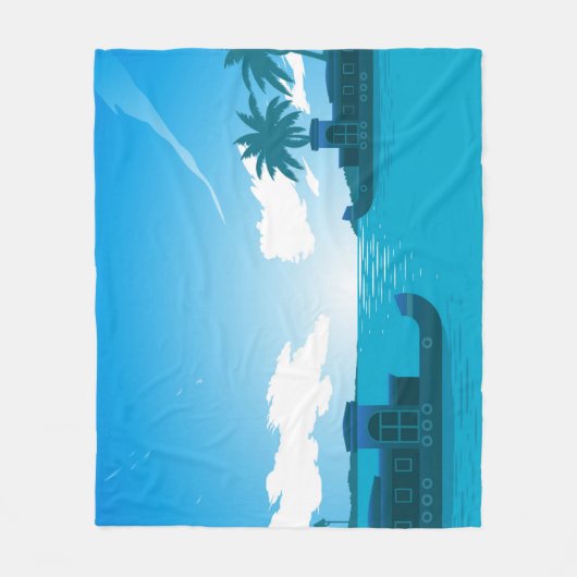 Ein Boot im Meer-18530 Fleecedecke (Vorderseite)