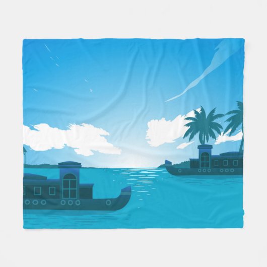 Ein Boot im Meer-18530 Fleecedecke (Vorderseite (Horizontal))