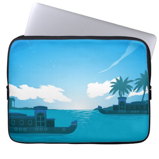 Ein Boot im Meer-18530 Laptopschutzhülle (Vorderseite)