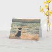 Ein Border-Colliehund sagt hallo zum Morgen Karte (Gelbe Blume)