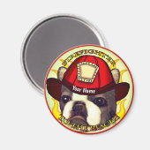 Ein Boston Terrier Feuerwehrmann Magnet (Vorderseite/Rückseite)