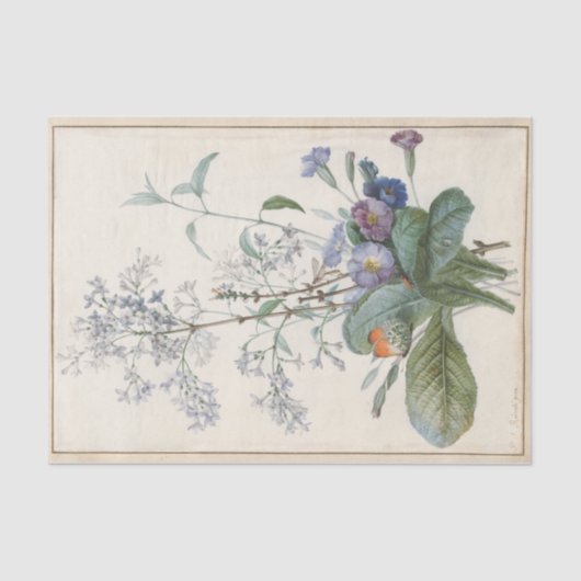 Ein Bouquet Blume mit Insekten von Redoute Seidenpapier (Vorderseite)