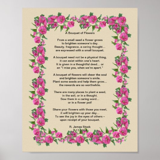 "Ein Bouquet der Blume" Gedicht auf einem 8x10 Pos Poster (Vorne)