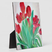 Ein Bouquet mit roten Tulips Fotoplatte (Seite)