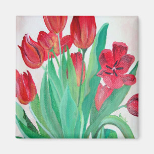 Ein Bouquet mit roten Tulips Magnet