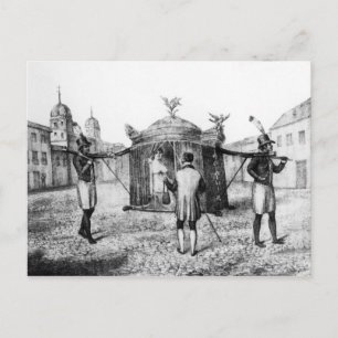 Ein brasilianischer Sedan-Stuhl und eine Person be Postkarte