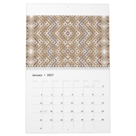 Ein brauner Teppich mit symmetrischem Design Kalender (Jan 2027)