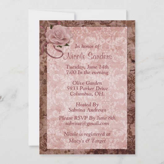 Ein Brautparty Einladung (Rückseite)