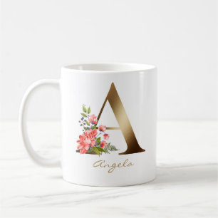Ein Brief   Imitate Goldfolie Monogram Kaffeetasse