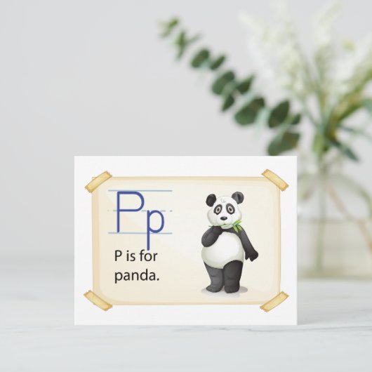 Ein Brief P für Panda Postkarte (Stehend Vorderseite)