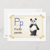 Ein Brief P für Panda Postkarte (Vorne/Hinten)