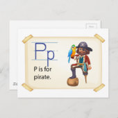 Ein Brief P für Piraten Postkarte (Vorne/Hinten)