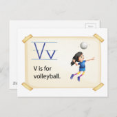 Ein Brief V für Volleyball Postkarte (Vorne/Hinten)