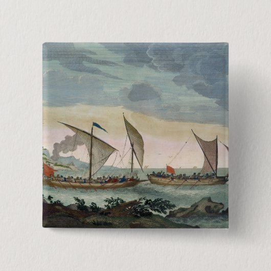 Ein Brigantine, der Verfolgung zu einem Felucca Button (Vorderseite)