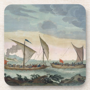 Ein Brigantine, der Verfolgung zu einem Felucca Untersetzer
