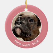 Ein Brindle Boxer Welpe, der neugierig nach oben s Keramikornament (Hinten)