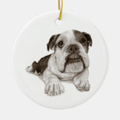 Ein Brindle Bulldoggen-Welpe Keramik Ornament (Vorne)