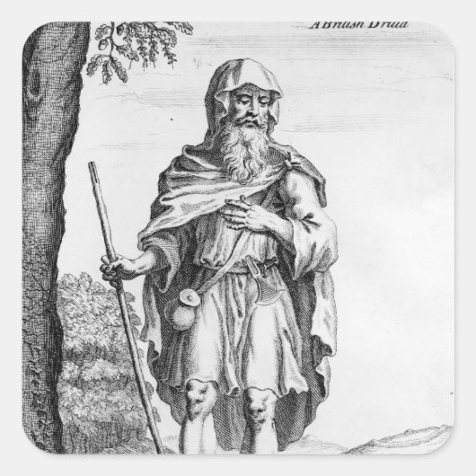 Ein britischer Druid, graviert von van der Gucht, Quadratischer Aufkleber (Vorderseite)