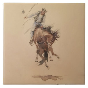 Ein Bronco mit der Hand auspeitschen von Edward Bo Fliese