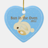 ein BRÖTCHEN im Ofen (blau) Keramikornament (Hinten)
