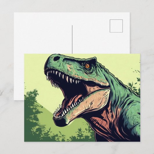 Ein brüllender Dinosaurier Postkarte (Vorne/Hinten)