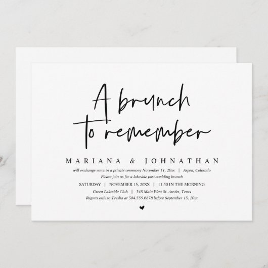 Ein Brunch zum Gedenken, Hochzeitsfeier - Party Einladung (Vorne/Hinten)