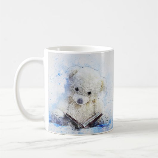 Ein Buch am Bedtime - niedlicher Teddybärnentwurf Kaffeetasse (Links)